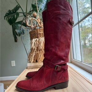 Frye Rich Red Over the Knee Boots